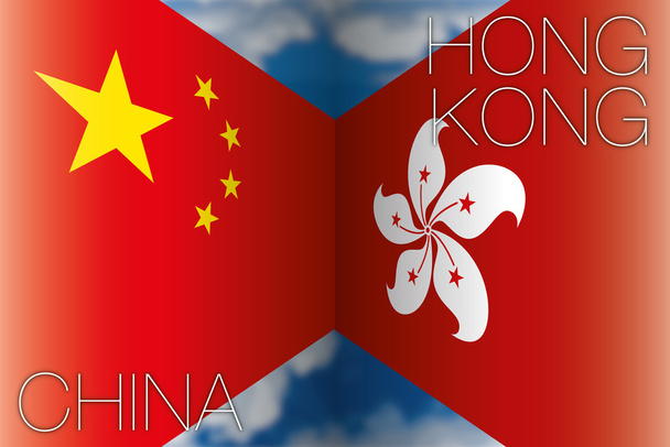 China vs hong kong flags - Vector, Image