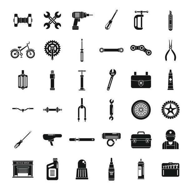 Bicycle repair icons set simple vector. Bike element - Διάνυσμα, εικόνα