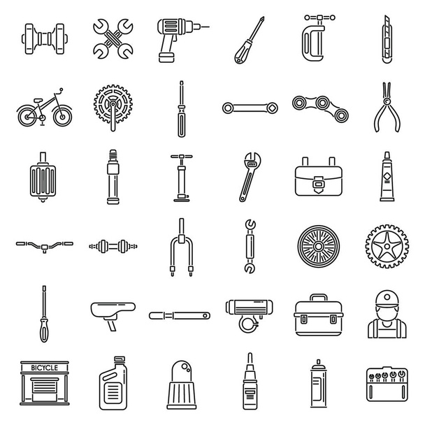 Bicycle repair icons set outline vector. Bike element - Διάνυσμα, εικόνα