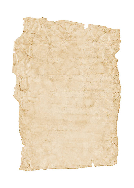 Old grunge paper sheet. Parchment isolated on white background - Foto, Imagen
