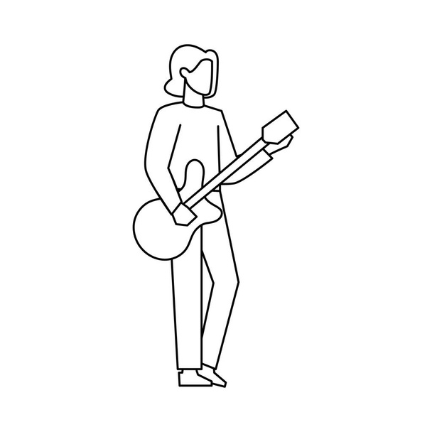 Isolated man guitar draw vector illustration - Vektor, kép