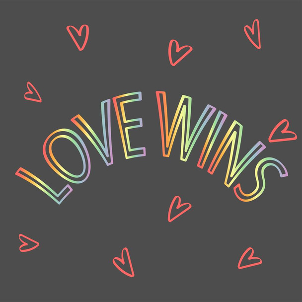 Naklejka wektorowa na temat LGBT z tęczowymi literami na kontrastowym ciemnym tle dla zilustrowania miłości lgbt - Wektor, obraz