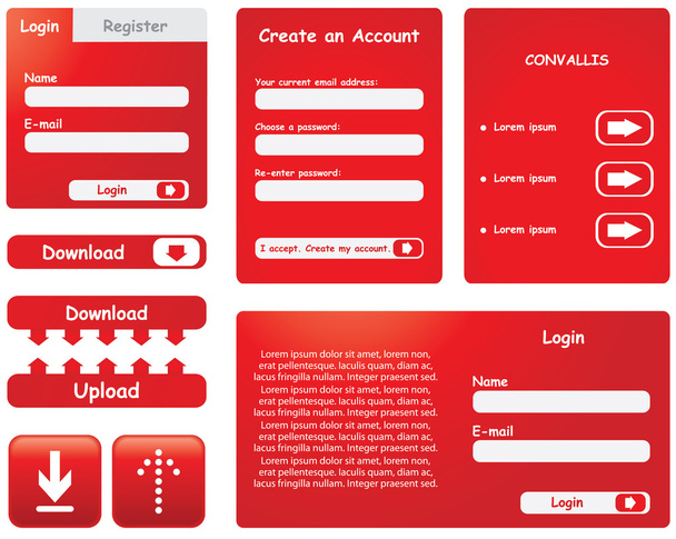 Botões de download vermelho
 - Vetor, Imagem