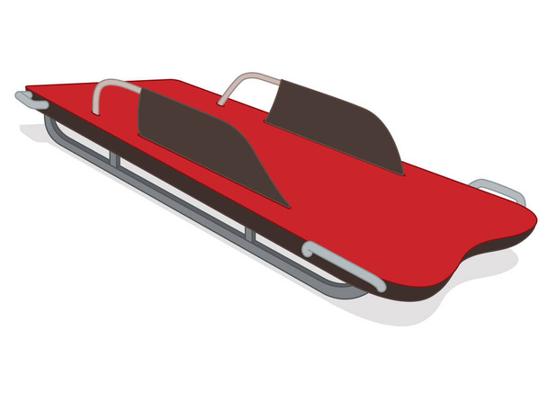 szkielet bobslejowe sanie sportowe, widok 3D z czerwonych sań, izolowane na białym tle - Wektor, obraz
