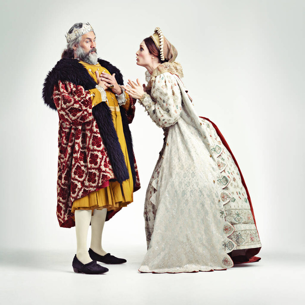 The Queen gets what she wants. Studio shot of a king and queen arguing. - Photo, Image