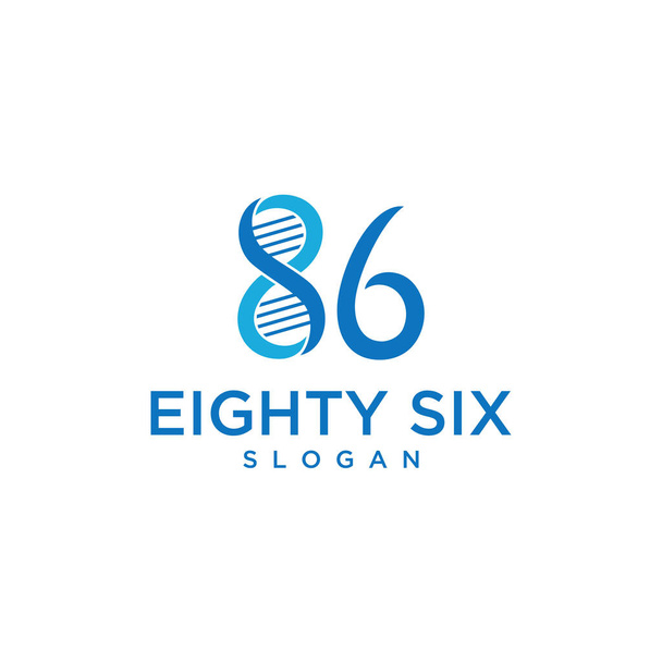 Logo of the number 86 figures in the form of genetic DNA on number 8 logo design illustration - Vector, Image