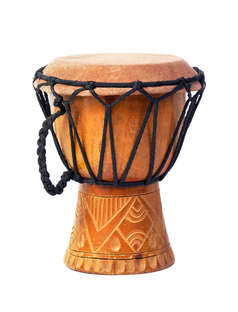 African djembe drum isolated on white background. - 写真・画像