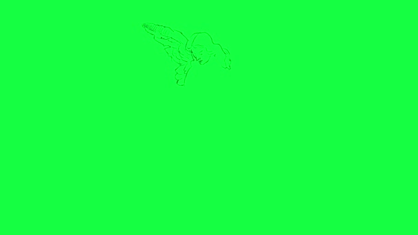 animazione di angelo disegnato a mano pensil con ali su schermo gren - Filmati, video