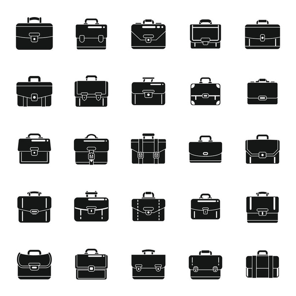 Briefcase icons set simple vector. Office bag - Wektor, obraz
