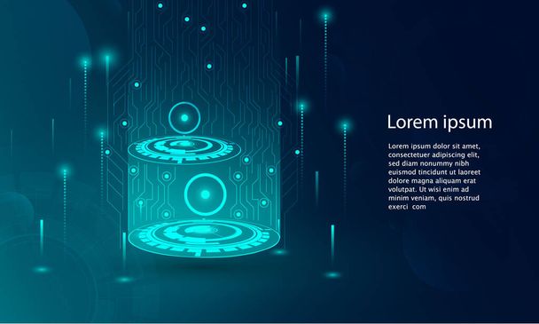 Abstract technology concept particle connection background with blue lights. blue color abstract screen, hi speed internet technology.  - Vector, Image