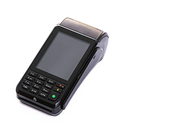 payment terminal for accepting money from plastic cards on a white background - Photo, Image