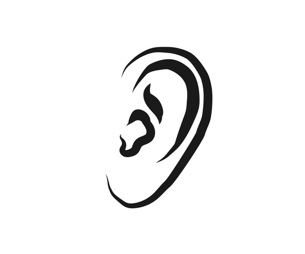 Human ear on a white background. Sketch. Vector illustration. - Vector, Image