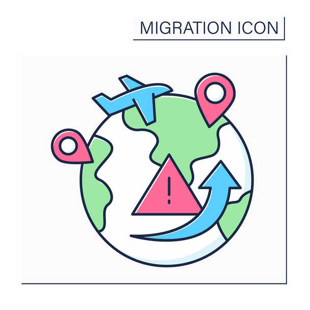 Μετανάστευση εικονίδιο χρώματος κρίσης - Διάνυσμα, εικόνα