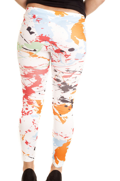 Woman in paint splat leggings - Foto, Imagem