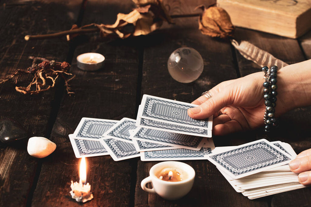 tarot fortune teller, magic and the occult, occult sciences, divination and predictions, witch - Foto, Imagen