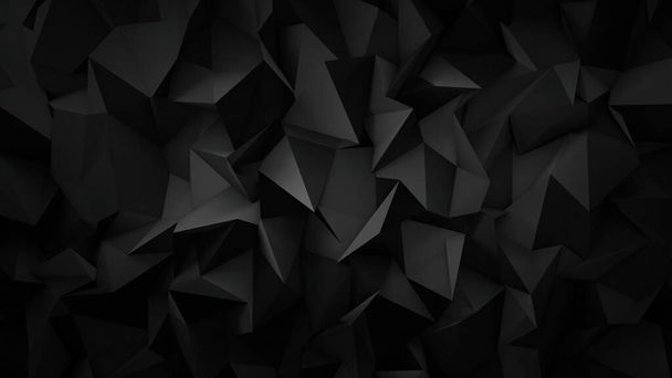 Black color low poly assorted polygonal shapes 3d generated geometrical background. Grey and black Abstract low poly polygonal background. triangular polygon abstract background. - Foto, Imagem