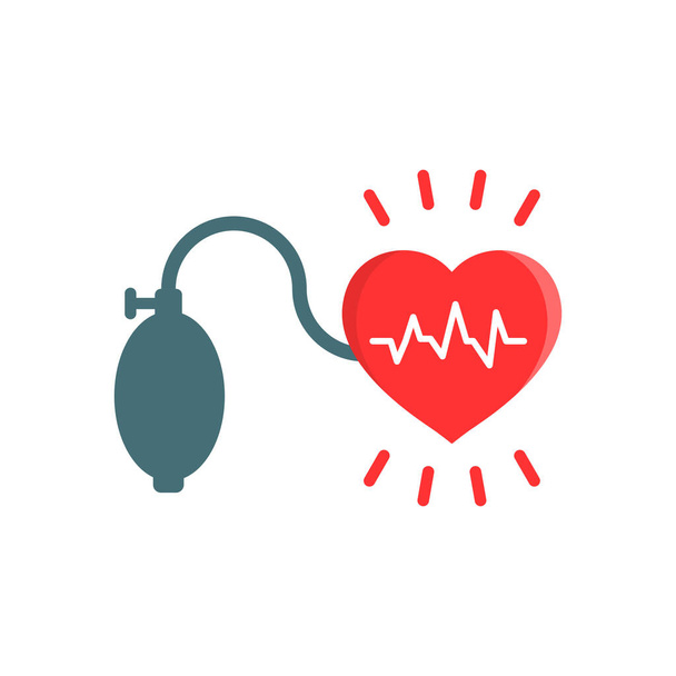 Ikona arteriálního krevního tlaku v plochém stylu. Vektorová ilustrace monitoru srdečního rytmu na izolovaném pozadí. Pulsní diagnóza znamení obchodní koncept. - Vektor, obrázek