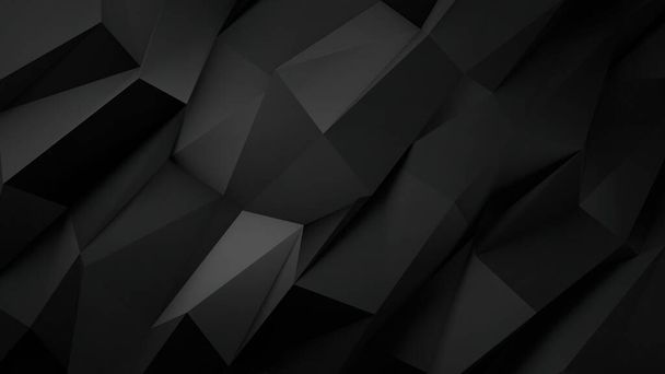 Black color low poly assorted polygonal shapes 3d generated geometrical background. Grey and black Abstract low poly polygonal background. triangular polygon abstract background. - Valokuva, kuva