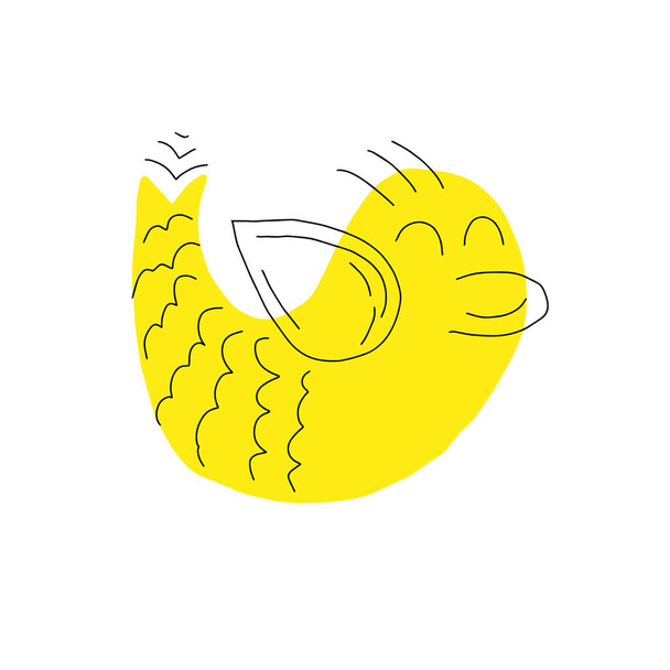 Cute yellow duck, vector illustration. Children's rubber toy. Bird, doodles, hand-drawn Vector - Вектор,изображение