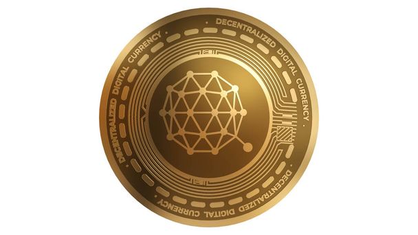 3D Render of Gold Qtum Cryptocurrency Sign Isolated on a White Background - Photo, Image