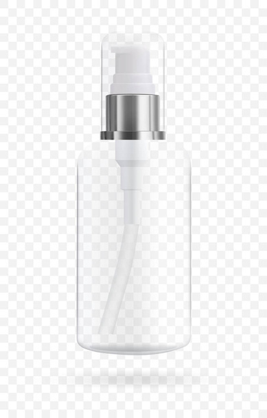 Kosmetikflasche mit Spender für Seife und Kosmetik. Attrappe von Verpackungen für Flüssigkeiten. Vektor 3D Illustration - Vektor, Bild