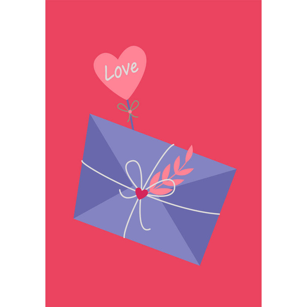 Letter and caramel on a stick. Vector image in boho style. valentine's day. A greeting card with a declaration of love. - Vecteur, image