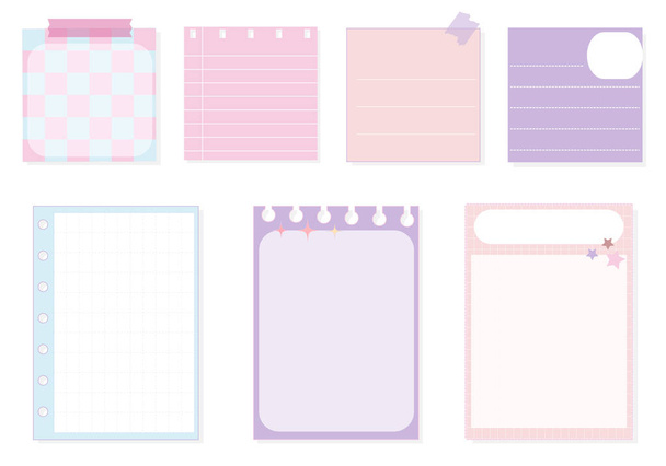 set of the soft pastel paper, planner, notepad, memo, sticky note, reminder.very cute, simple, and printable - Photo, image