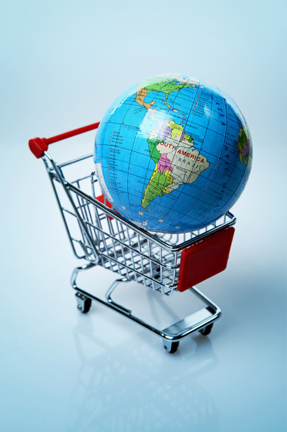 World in a shopping cart - Foto, Imagem