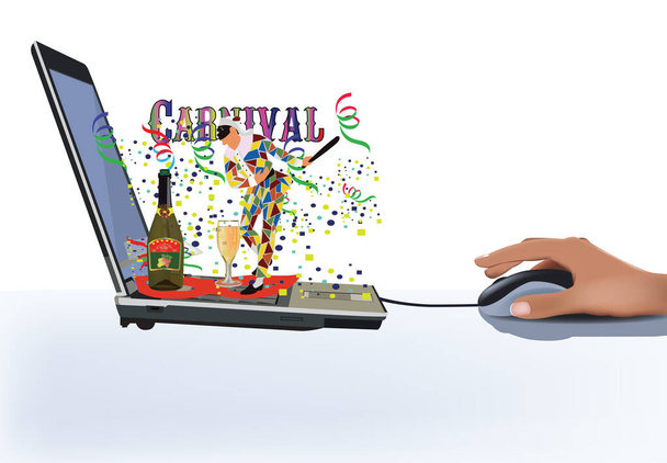 vyhledávání karnevalu připojení k počítači - Vektor, obrázek