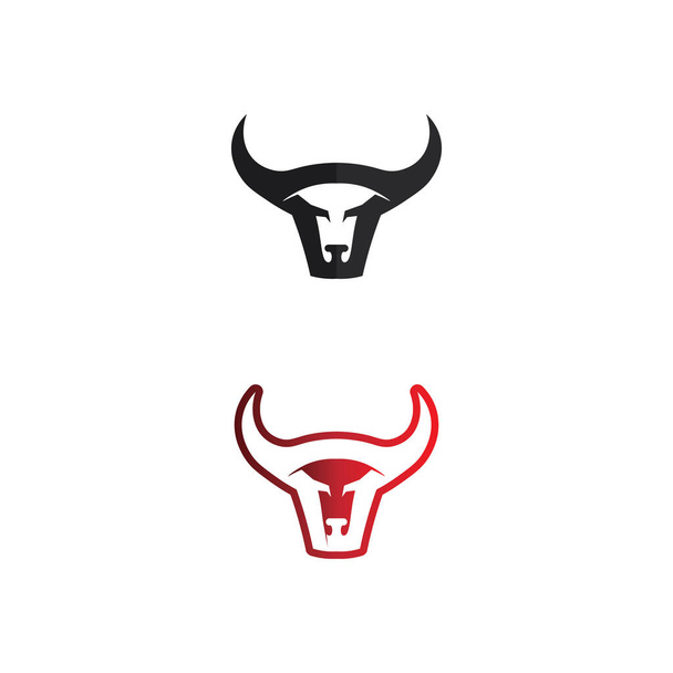 Ταύρος και βουβάλια κεφάλι αγελάδας ζώων μασκότ λογότυπο σχεδιασμό φορέα για τον αθλητισμό κέρατο βουβάλια ζώα θηλαστικά κεφάλι λογότυπο άγρια matador - Διάνυσμα, εικόνα
