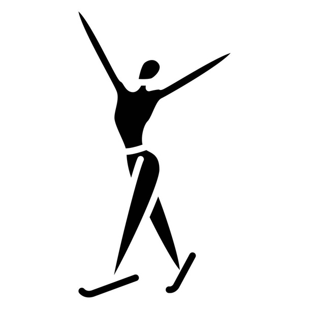 手を上げてフィギュアスケートをする。フィギュアスケートの要素。ウィンタースポーツ。冬のオリンピックスポーツ。ベクトルアイコン,グリフ,シルエット,孤立 - ベクター画像