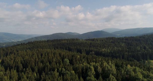 Blue Sky e Forest Drone girato dall'alto. Bella vista sul paesaggio. - Foto, immagini