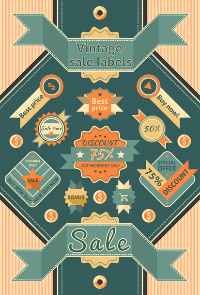 Vintage sale labels - Vector, Image