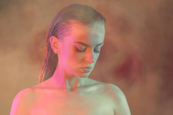 Portrait shot of a pretty young woman, Surreal blurry portrai - Fotografie, Obrázek