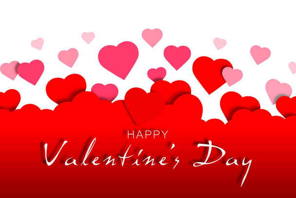 Día de San Valentín. Tarjeta de vacaciones con muchos corazones y la inscripción HAPPY VALENTINE 'S DAY en detalle. - Foto, imagen