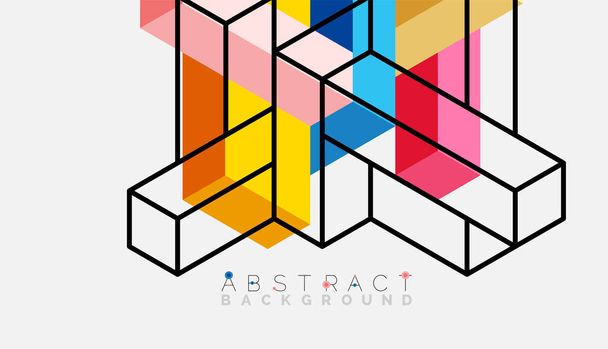 Abstract background. 3d cubes, cubic elements and blocks. Techno or business concept for wallpaper, banner, background, landing page - Vector, Image