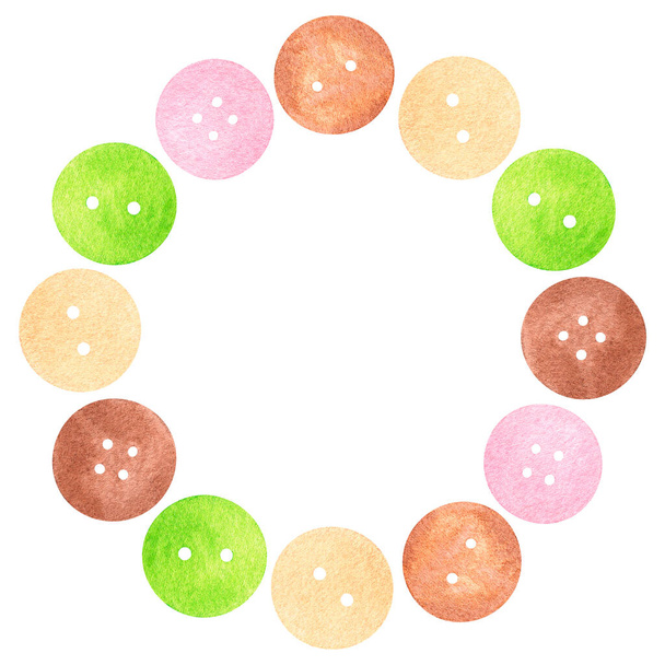A circle of buttons. Watercolor illustration. Isolated on a white background. For design - Foto, Bild