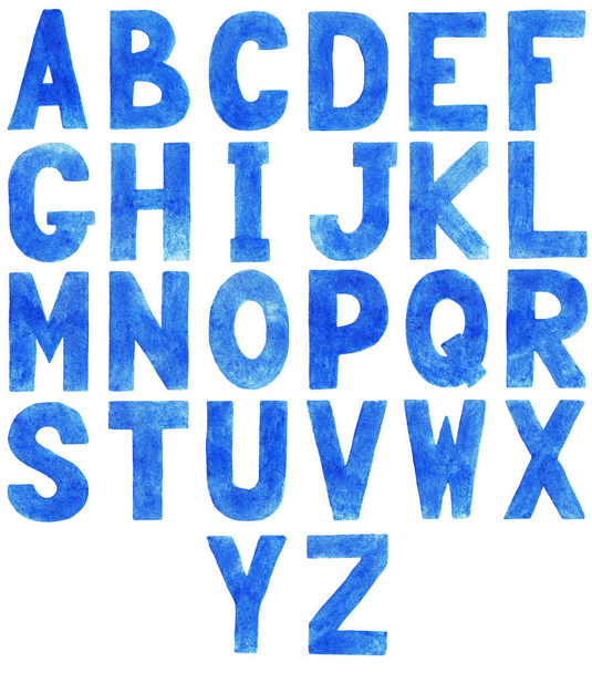 English alphabet on a white background. Watercolor illustration - Фото, изображение
