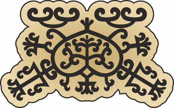 Wektor złoty narodowy amulet Jakuta, dekoracja. Ornament etniczny narodów Syberii, Dalekiej Północy, tundry - Wektor, obraz