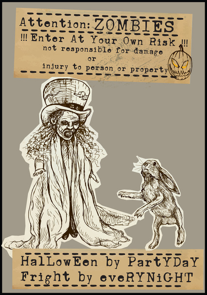 Плакат Хэллоуина - Ручные рисунки
 - Вектор,изображение