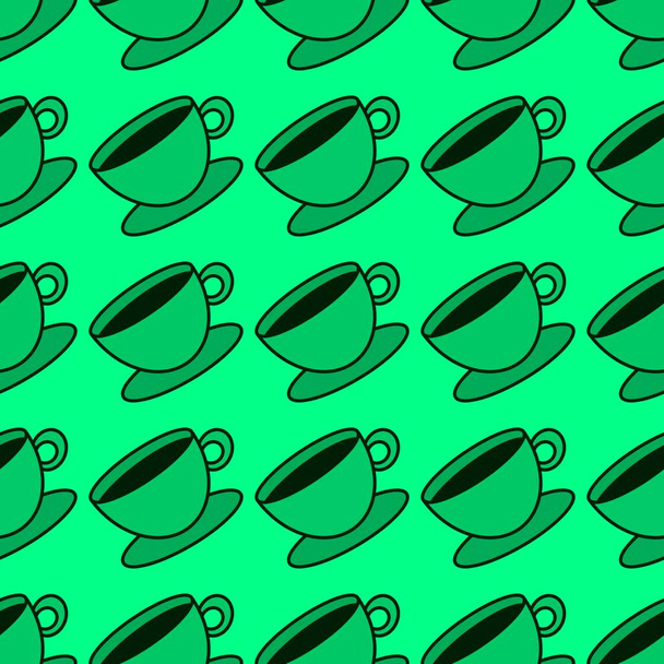 Seamless cup of coffee tea pattern for fabrics and textiles and packaging and linens and kids and wrapping paper - Photo, image