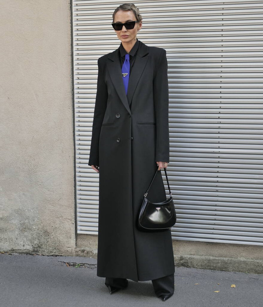 Yulia Wave street style outfit before Prada fashion show during Milano fashion week 2021/2022 - 写真・画像