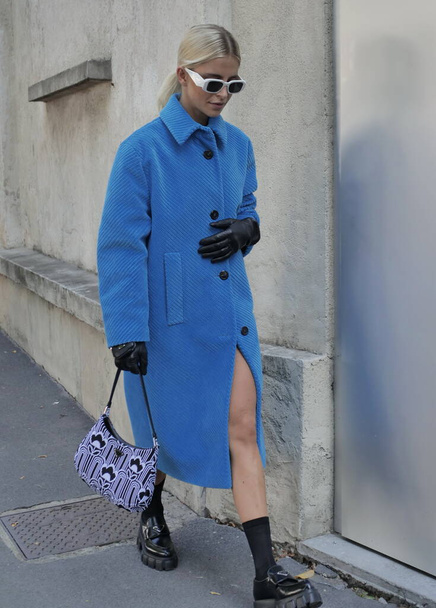 Fashion blogger, guests and model street style outfit before Prada fashion show during Milano fashion week 2021/2022 - 写真・画像