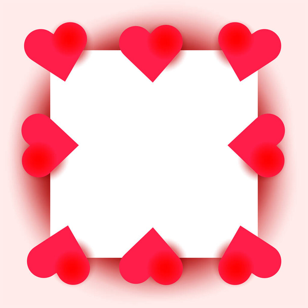Square frame on a pink background surrounded by hearts valentines day and couples - ベクター画像