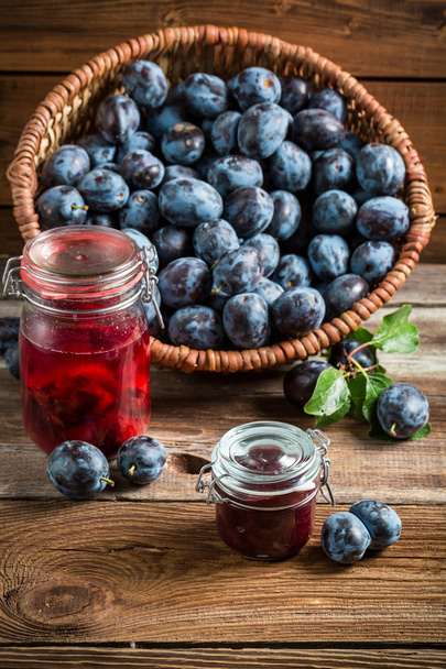 Fresh jam from plum in the pantry - 写真・画像