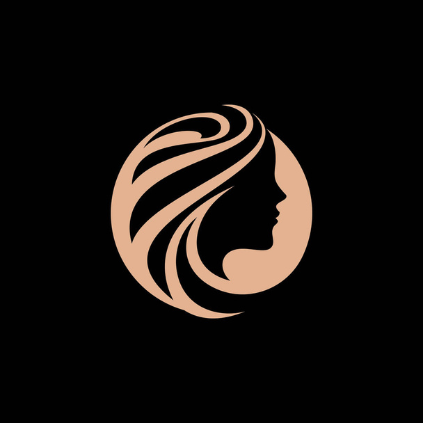 女性のヘアサロンロゴデザイン高級ベクトル - ベクター画像
