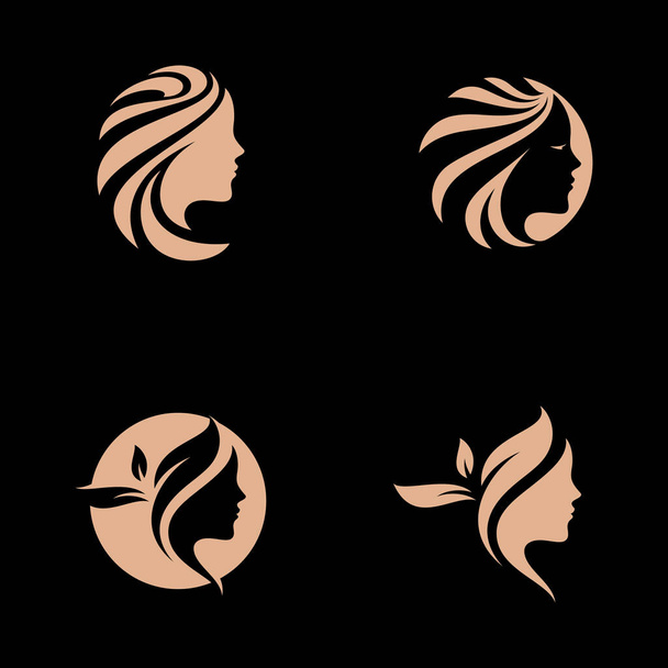Kobieta salon fryzjerski projekt logo luksusowy wektor - Wektor, obraz