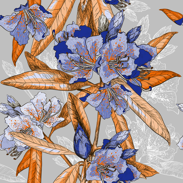 Vector Seamless pattern with Oleander flower - Vektor, kép