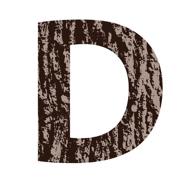 letter D made from oak bark - Vector, afbeelding