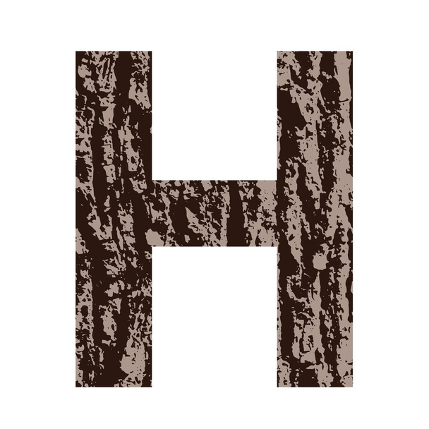 letter H made from oak bark - Вектор, зображення